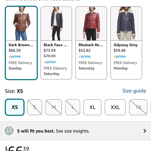 Levi's Chocolate faux Leather Jacket with Cream Collar - Picture 5 of 9